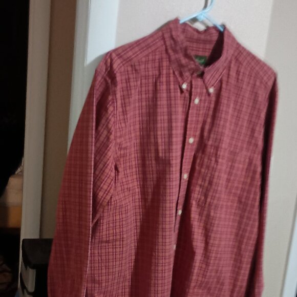 Eddie Bauer Men's Long Sleeve Button Down Shirt Size Large Red Checked - Picture 3 of 12